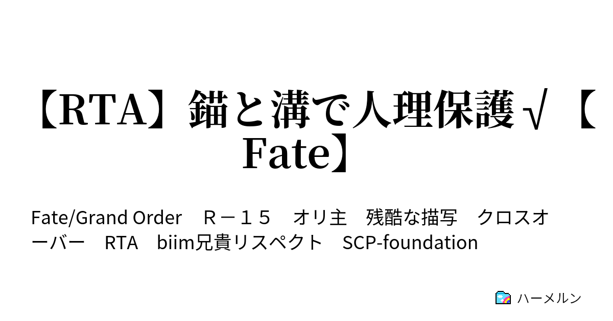 Rta 錨と溝で人理保護 Fate キャラメイク ロード ハーメルン