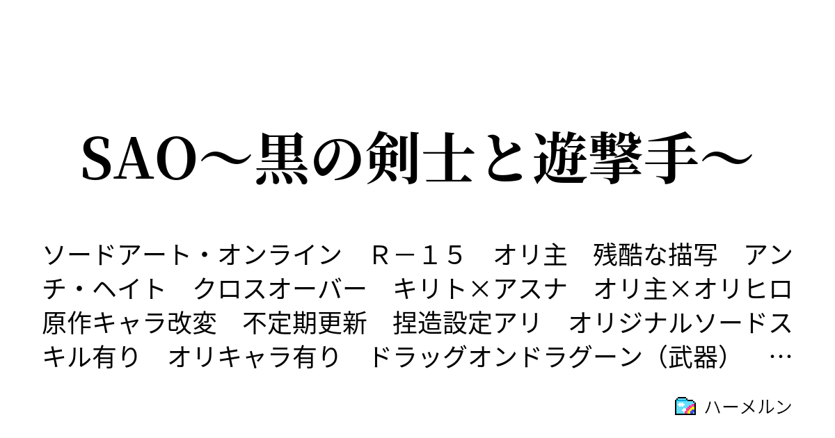 Sao 黒の剣士と遊撃手 ハーメルン